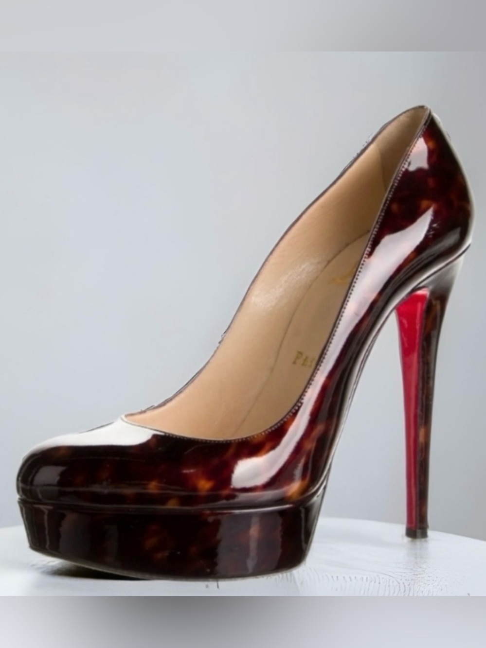 Christian Louboutin Tortoiseshell Patent Platform Heels